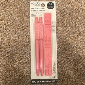 Yoobi Pink Charm Pen Set with Customizable Letters